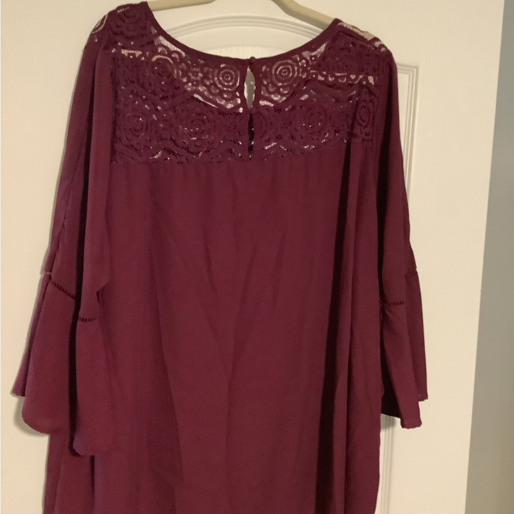 Burgundy Bell Sleeve Blouse
